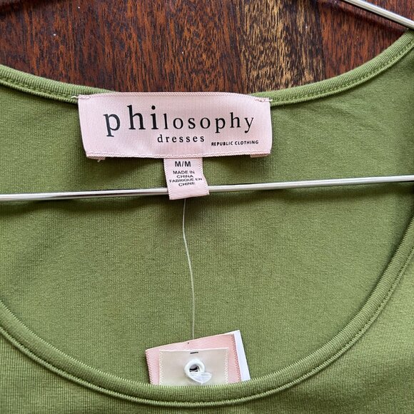 NWT Philosophy green jersey midi dress, Med - Picture 5 of 9